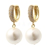 Round Brass Micro Pave Clear Cubic Zirconia Hoop Earrings EJEW-H180-01A-G-4