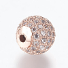 Brass Micro Pave Cubic Zirconia Beads ZIRC-E134-10mm-04-3