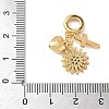 Brass Micro Pave Clear Cubic Zirconia European Dangle Charms X-KK-D502-13C-G-3