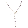 Natural Amethyst Chip Handmade Link Chain Necklaces NJEW-JN05811-01-2