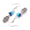 Natural & Synthetic Mixed Stone Hamsa Hand Dangle Earrings EJEW-JE06149-4