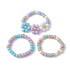 3Pcs 3 Style Glass Seed Beaded Stretch Rings Set RJEW-JR00616-01-1