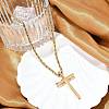 Religion Cross 304 Stainless Steel Pendant Rope Chain Necklaces NJEW-L157-09G-3