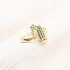 Adjustable Brass Micro Pave Cubic Zirconia Cuff Rings for Women RJEW-B138-02G-1