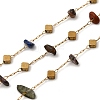 Handmade 304 Stainless Steel Chains with Gemstone Chip Beads CHS-K020-18G-1