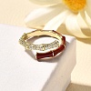 Brass Micro Pave Clear Cubic Zirconia Cuff Rings for Women RJEW-U040-02G-02-2