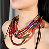 ABS Plastic Rice Beaded Multilayer Necklaces & Dangle Earrings Sets for Women FS-WG0C9E5-01-3