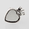 Vintage Adjustable Iron Finger Ring Components Alloy Crown Cabochon Bezel Settings X-PALLOY-O039-01AS-2