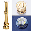 Golden Tone Brass Wax Seal Stamp Head with Bamboo Stick Shaped Handle STAM-K001-05G-D-1