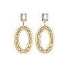 304 Stainless Steel & Crystal Rhinestone Dangle Stud Earrings WG52D4B-02-2