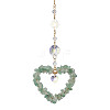 Heart Natural Green Aventurine Chip Pendant Drcorations HJEW-JM01651-03-1