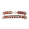 2Pcs 2 Styles Spray Painted Acrylic Beads Stretch Bracelets for Women BJEW-JB12951-3