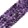 Faceted Round Natural Chevron Amethyst Bead Strands G-L437-22-6mm-1