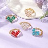 Heart Glass Seed Beads Stretch Rings for Women RJEW-MZ00028-2