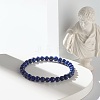 Natural Lapis Lazuli(Dyed) & Lava Rock Round Beads Stretch Bracelets Set BJEW-JB06982-03-8