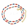 Brass Enamel Column Link Chain Necklaces NJEW-H039-02B-01G-1