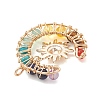 7 Chakra Round Mixed Stone Copper Wire Wrapped Moon Pendants PALLOY-TA00401-01-3