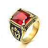 316L Stainless Steel & Cubic Zirconia Men's Vintage Carved Finger Rings FS-WG82D33-30-1