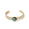 2Pcs 2 Colors Natural Abalone Shell Paua Shell 304 Stainless Steel Open Cuff Bangle Sets with Enamel BJEW-JB14486-01-4