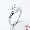 Anti-Tarnish Rhodium Plated 925 Sterling Silver Finger Ring Components STER-G027-17P-4