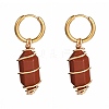 Copper Wire Wrapped Natural Red Jasper Dangle Earrings for Women EJEW-JE04628-04-1