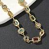 Brass Micro Pave Colorful Cubic Zirconia Link Chain Bracelets BJEW-G764-04G-2