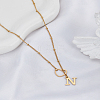 1Pc Letter & Heart Stainless Steel Lariat Necklaces for Women NJEW-LP0002-87G-N-3