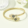 Brass Micro Pave Cubic Zirconia Cuff Bangles for Women BJEW-F526-08G-2