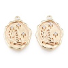 Brass Micro Pave Clear Cubic Zirconia Pendants KK-N216-577LG-2