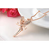 Fairy Real Rose Gold Plated Tin Alloy Pendant Necklaces NJEW-AA00064-36RG-2