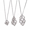3Pcs 3 Style 304 Stainless Steel & Brass Macrame Pouch Empty Stone Holder for Pendant Necklaces Making NJEW-JN04443-1