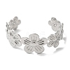 Titanium Steel Flower Open Cuff Bangles for Women BJEW-G719-13P-2