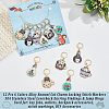12Pcs 6 Colors Alloy Enamel Cat Charm Locking Stitch Markers HJEW-PH01531-4