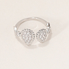 Brass Micro Pave Cubic Zirconia Cuff Open Rings for Women BQ0682-8-1