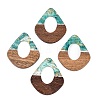 Transparent Resin and Walnut Wood Pendants RESI-T057-07I-1