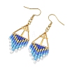 Glass Beads Braided Dangle Earrings EJEW-MZ00786-6