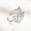 Brass Open Cuff Rings for Women RJEW-K322-01P-2