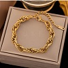 304 Stainless Steel Rope Chain Bracelets BJEW-C084-02G-1