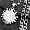 Flat Round with Virgin Pattern 201 Stainless Steel Pendant Necklaces for Men Women LS-NJEW-K283-20P-1