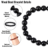 FIBLOOM 8Pcs 8 Colors Natural Sandalwood Round Beaded Stretch Bracelets Set for Men Women BJEW-FI0001-67-4