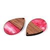 Transparent Resin & Walnut Wood Pendants RESI-N039-25F-2