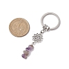 Natural Red Jasper Red Aventurine Citrine Green Aventurine Lapis Lazuli Amethyst & Synthetic Turquoise Keychain with Alloy Finding and 304 Stainless Steel Split Key Ring KEYC-JKC00957-3