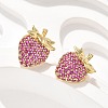 Brass Micro Pave Cubic Zirconia Stud Earrings EJEW-Q015-13G-01-4