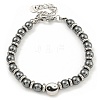 304 Stainless Steel & Synthetic Non-magnetic Hematite Round Beaded Bracelets for Women BJEW-G717-12-2