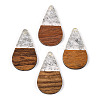 Transparent Resin & Walnut Wood Pendants RESI-N025-030-A02-1