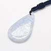 Natural Blue Lace Agate Pendant Necklaces NJEW-E110-02A-3