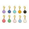 Smiling Face Alloy Enamel Pendant Decorations HJEW-JM02890-2