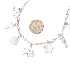 Alloy & Natural White Shell Pendant Brass Paperclip Chain Necklaces for Women NJEW-JN05406-03-3