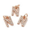 Brass Micro Pave Grade AAA Cubic Zirconia Charms ZIRC-P067-11RG-N-NR-1