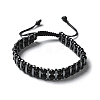 Natural Obsidian and Synthetic Hematite Adjustable Braided Bead Bracelets BJEW-H626-01-08-4